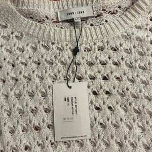 John + Jenn Cream Open-Knit Crew Neck Sweater